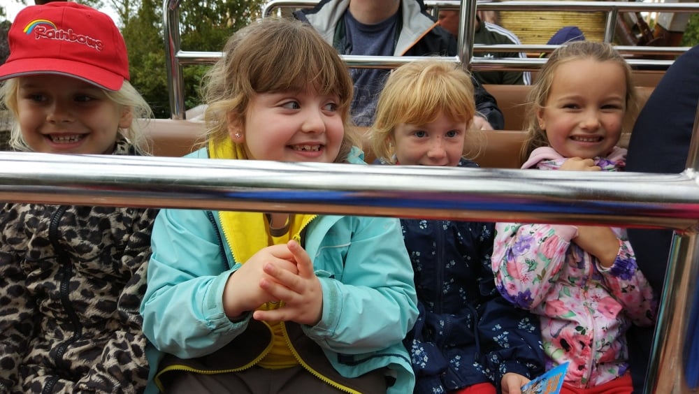 Girls on a rollercoaster